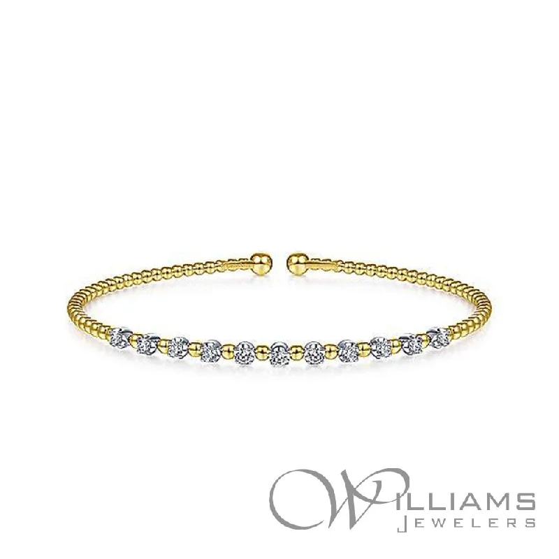 cuff bangles with stones for women -Gabriel & Co. Bujukan 14 Karat Diamond Bracelet