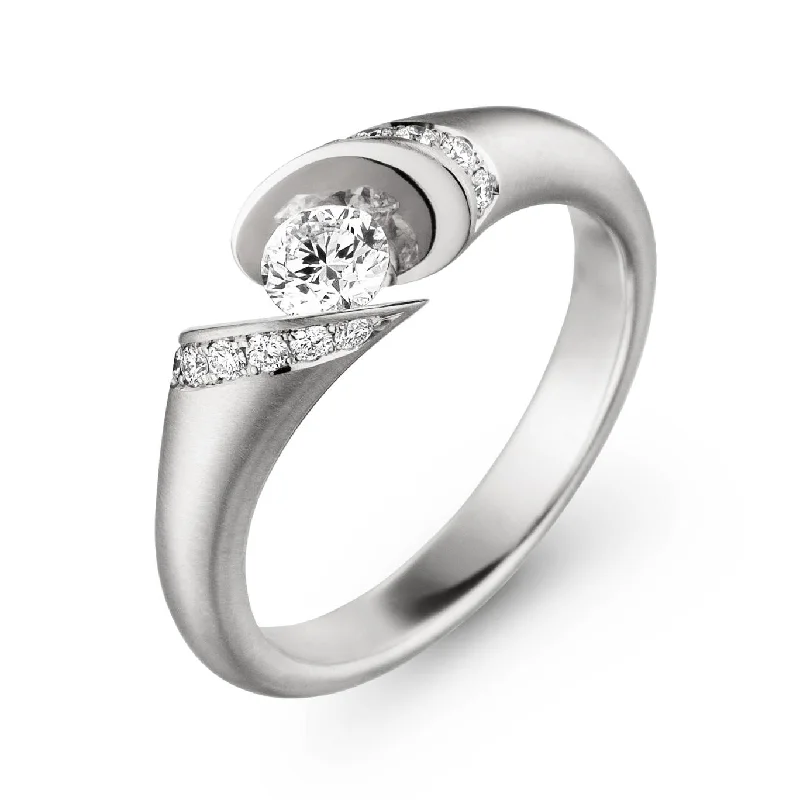 custom halo engagement rings for women -White Gold and Diamond Ring - "CALLX"