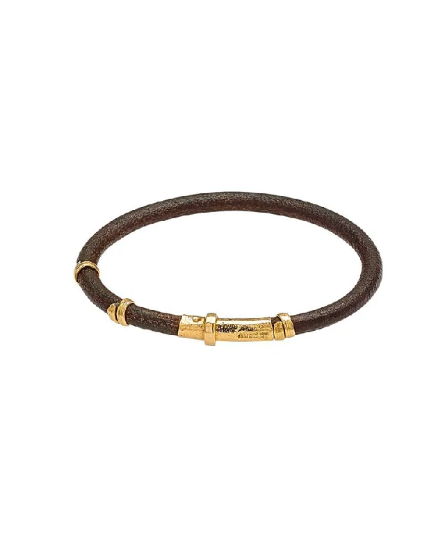 magnetic bracelets for women -Gold and Leather Bracelet (Custom Length