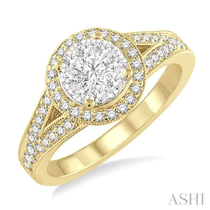 solitaire engagement rings for women -ROUND SHAPE HALO LOVEBRIGHT DIAMOND ENGAGEMENT RING