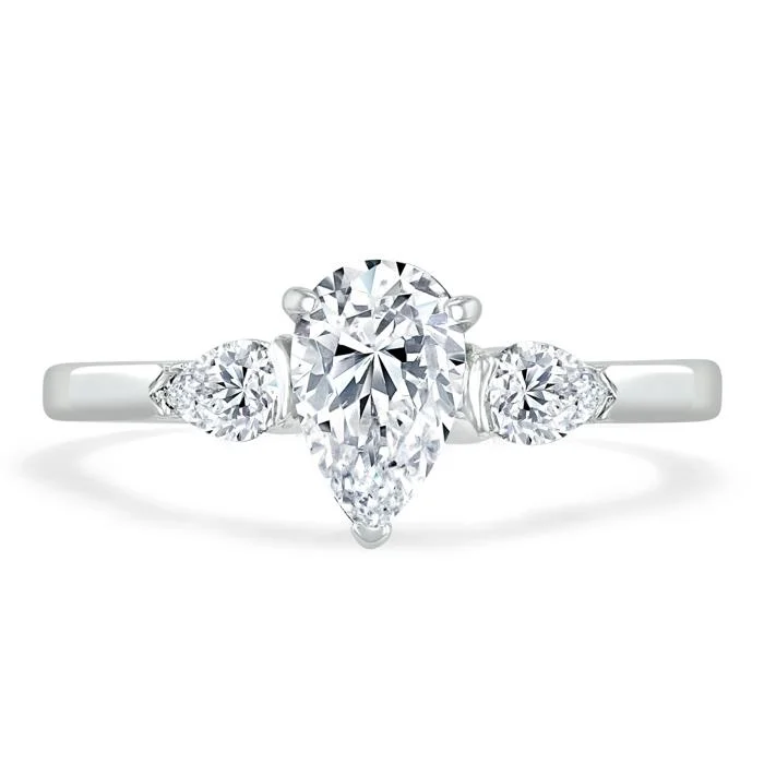 elegant engagement rings for women -Pear Cut Moissanite Engagement Ring, Classic 3 Stone