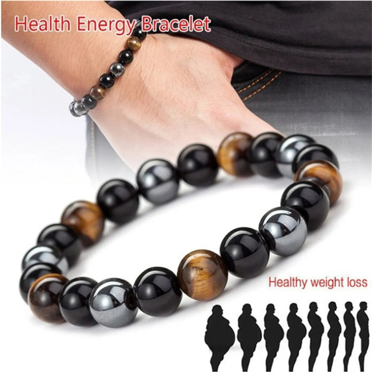 sparkly bracelets for women -Fashion Gradient Color Natural Stone Agate Beaded Bracelets