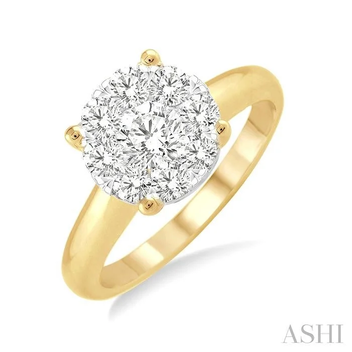 three-stone engagement rings for women -ROUND SHAPE LOVEBRIGHT ESSENTIAL DIAMOND RING