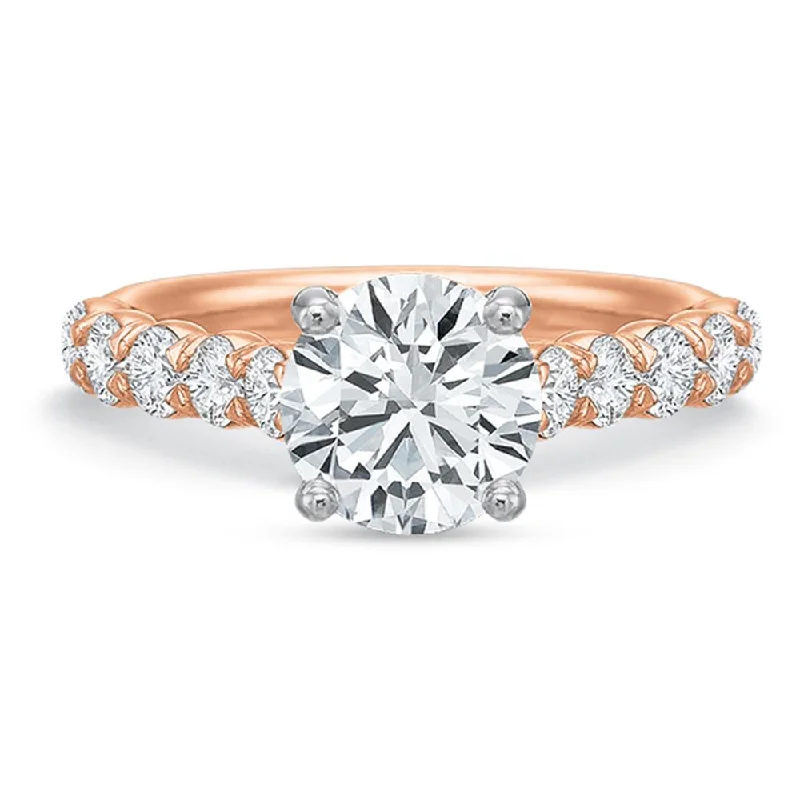 rose gold engagement rings for women -Engagement Rings-Prong Set