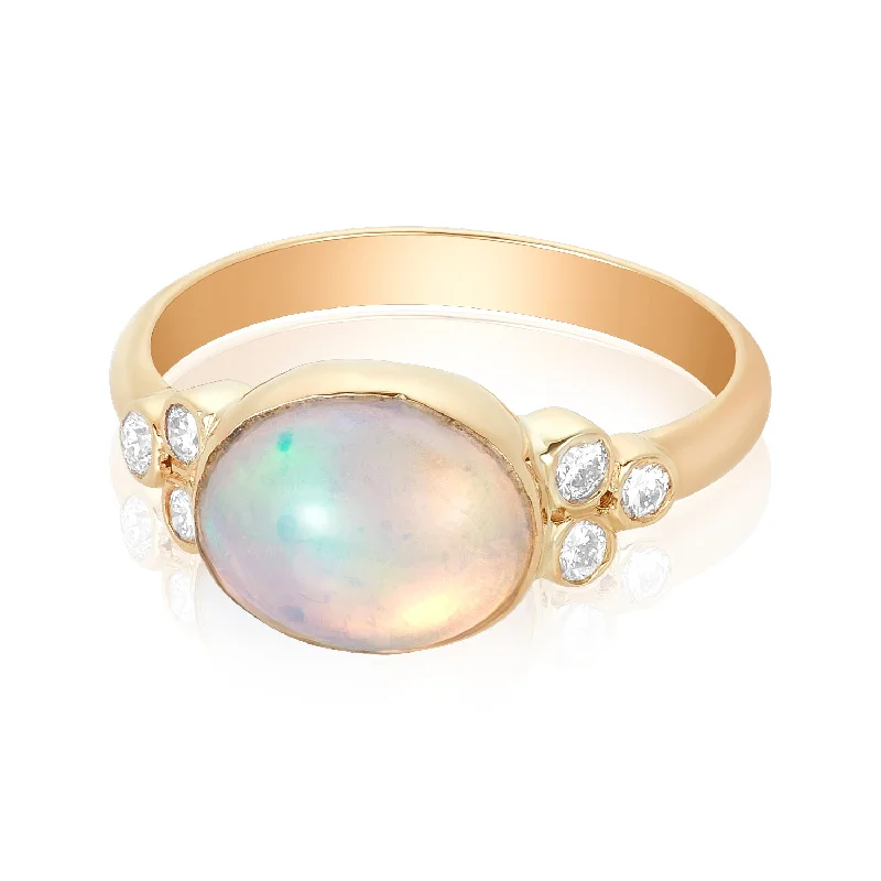 couples engagement rings for women -Opal Trio Diamond Ring