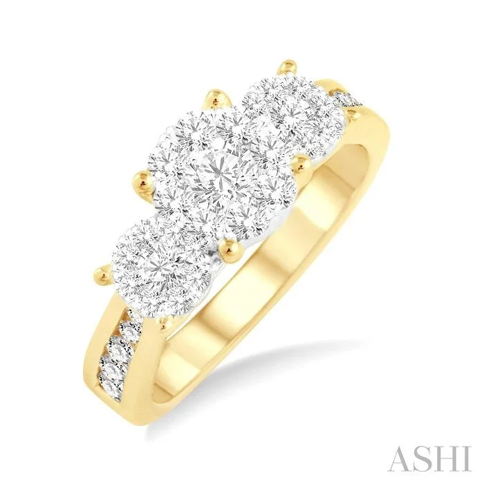 pear-shaped engagement rings with diamonds for women -ROUND SHAPE PAST PRESENT & FUTURE LOVEBRIGHT ESSENTIAL DIAMOND RING