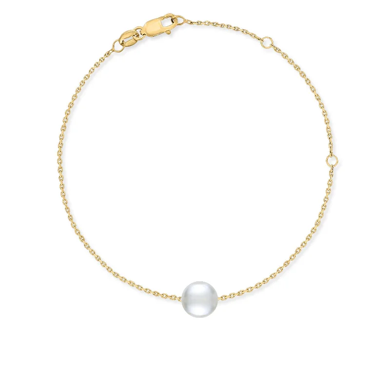 engraved silver bracelets for women -White Akoya Pearl Slider Bracelet