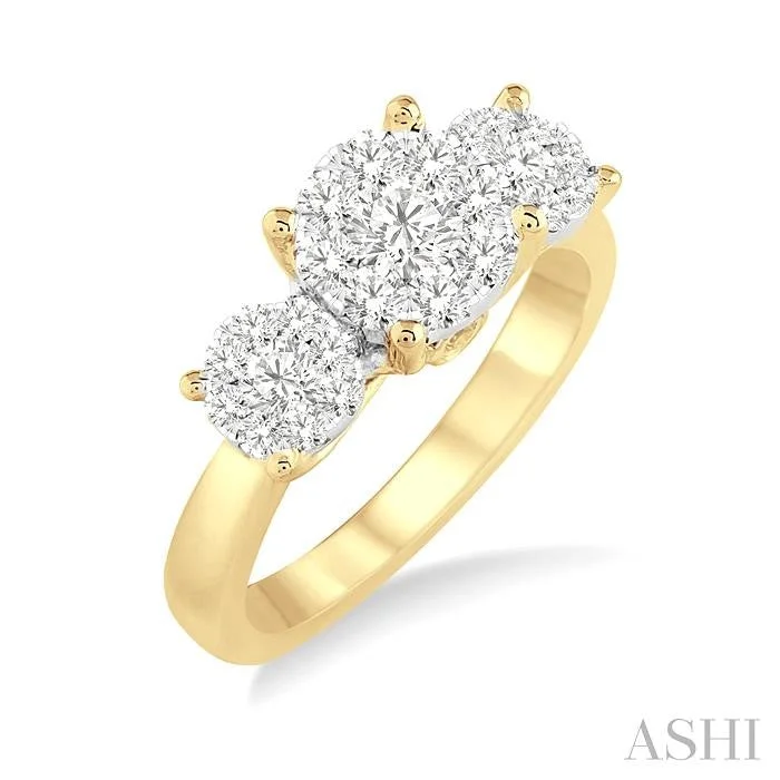 antique-inspired engagement rings for women -ROUND SHAPE PAST PRESENT & FUTURE LOVEBRIGHT ESSENTIAL DIAMOND ENGAGEMENT RING