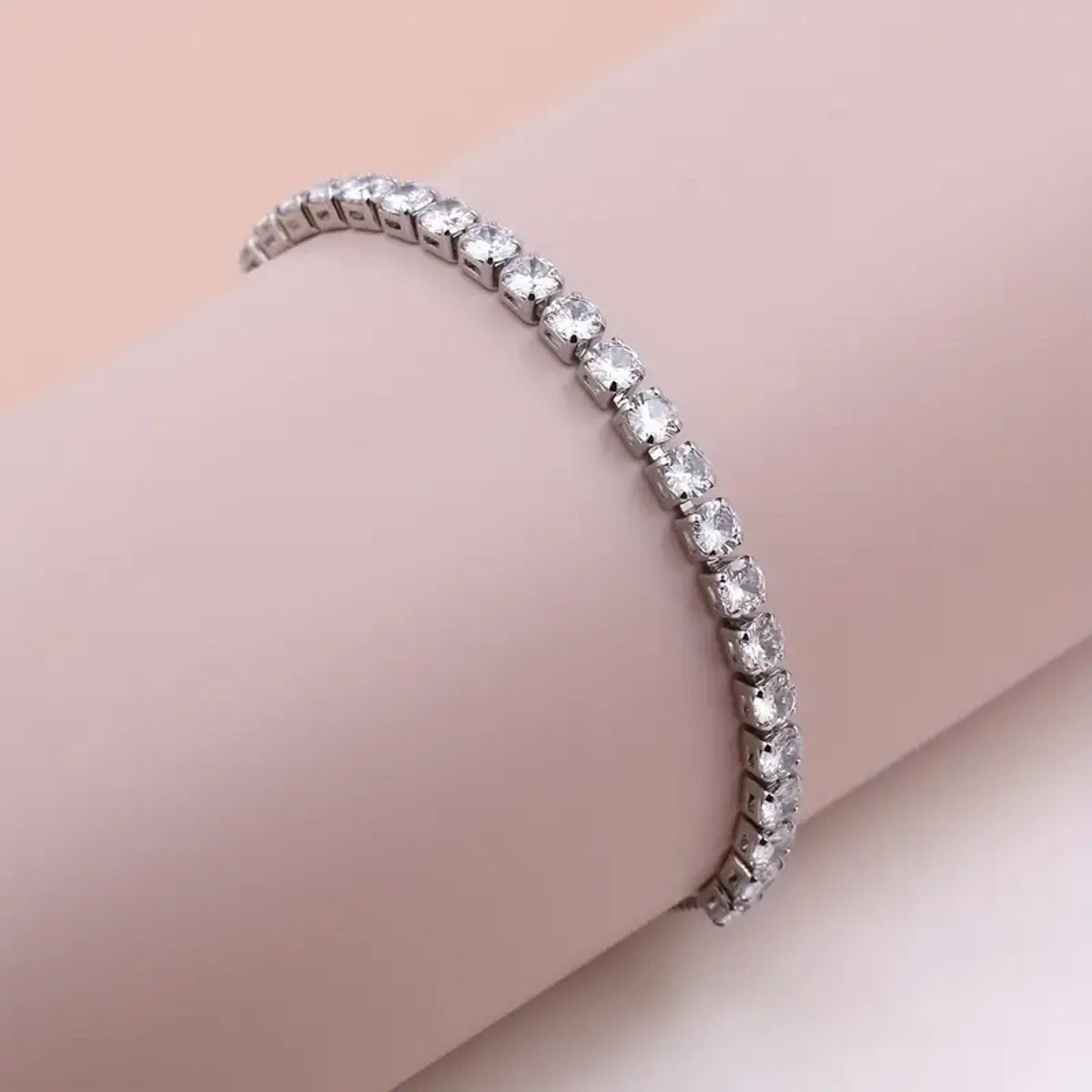 gold-plated bracelets for women -Glam Shiny Square Copper White Gold Plated Zircon Tennis Bracelet In Bulk