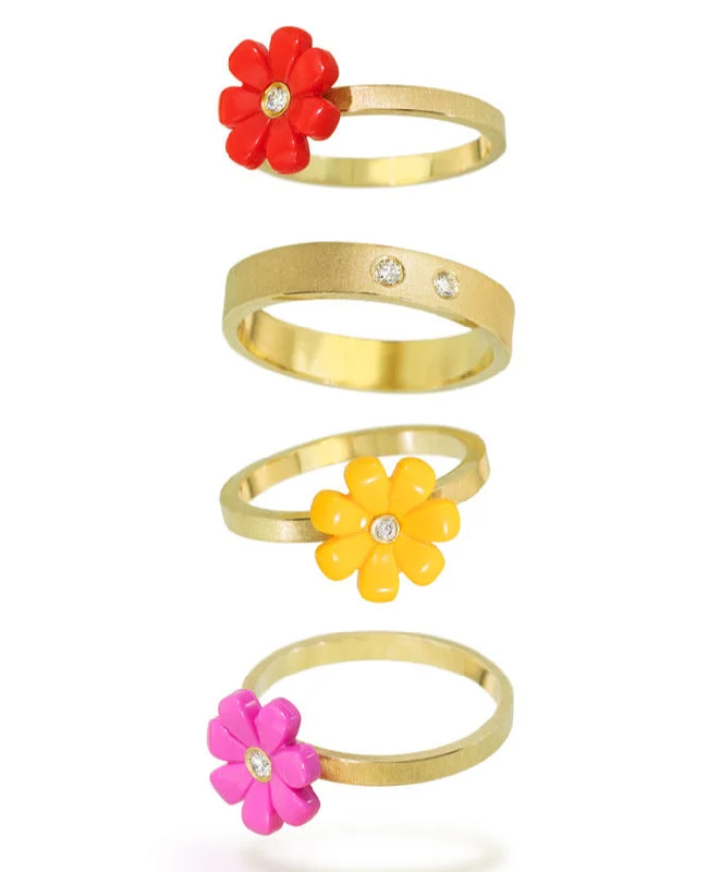 luxury engagement rings for women -Gold Daisy and Diamond rings