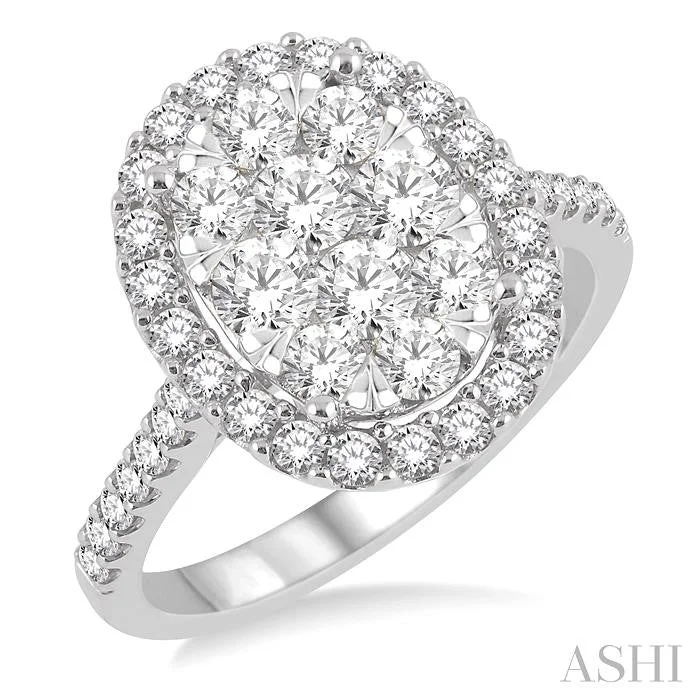 oval engagement rings for women -OVAL SHAPE HALO LOVEBRIGHT ESSENTIAL DIAMOND ENGAGEMENT RING