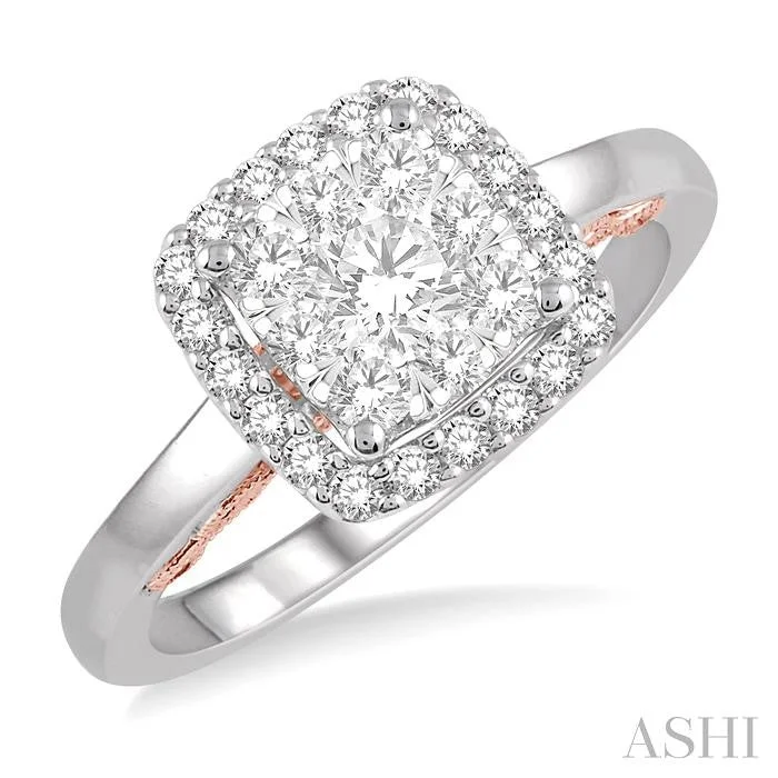 handcrafted engagement rings for women -CUSHION SHAPE HALO LOVEBRIGHT ESSENTIAL DIAMOND RING