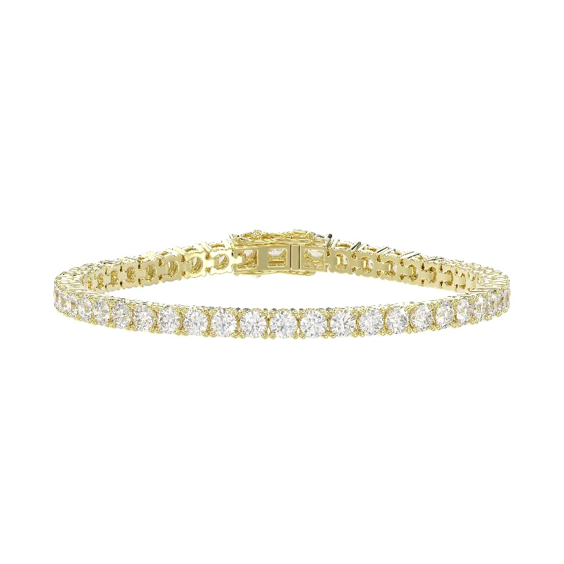 cuff bangles with stones for women -LADIES TENNIS BRACELET 3.25CT ROUND DIAMOND 14K YELLOW GOLD