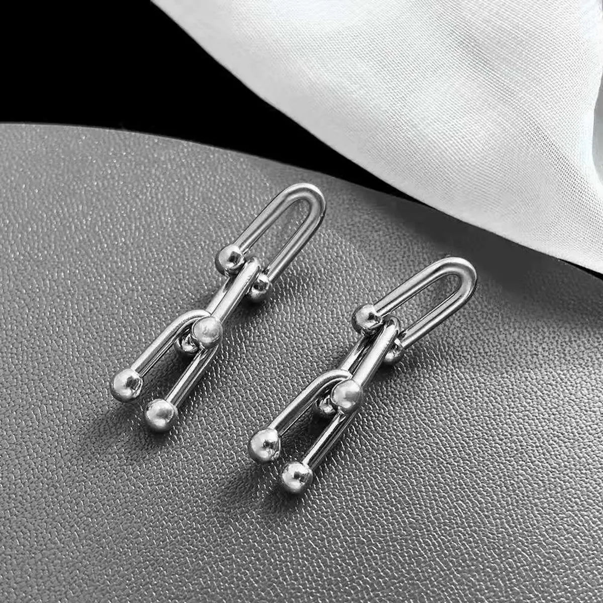 Jyg151 Stud Earrings Steel Horseshoe U-Shaped