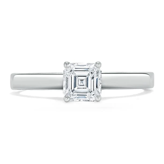 luxury custom engagement rings for women -Asscher Cut Moissanite Engagement Ring, Classic Style