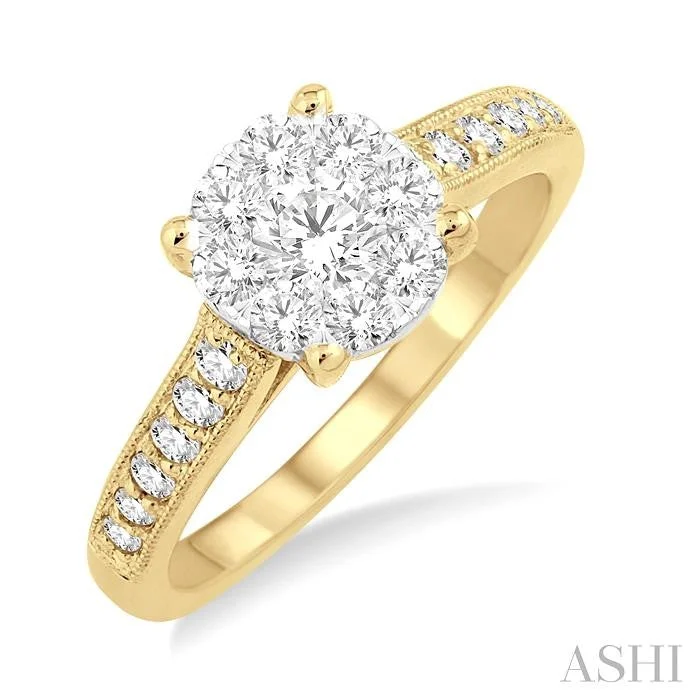 thick band engagement rings for women -ROUND SHAPE LOVEBRIGHT ESSENTIAL DIAMOND ENGAGEMENT RING