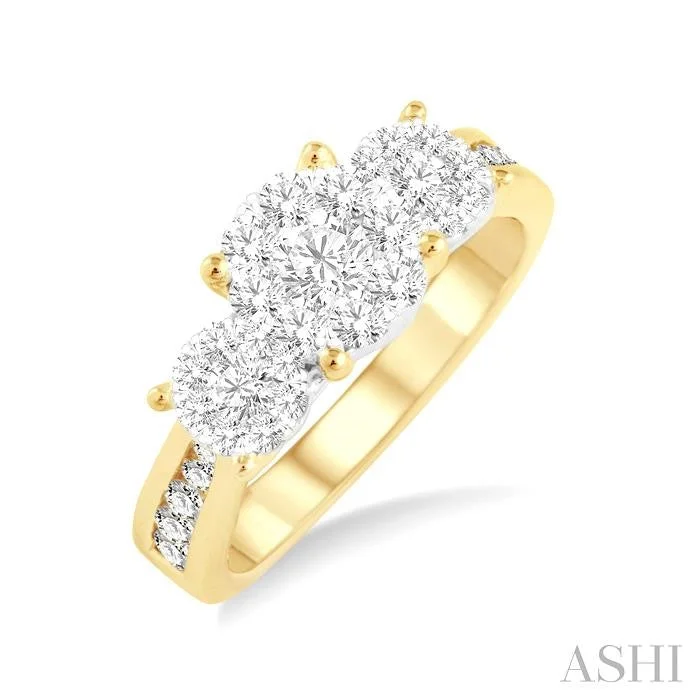 bridal engagement rings for women -ROUND SHAPE PAST PRESENT & FUTURE LOVEBRIGHT ESSENTIAL DIAMOND RING