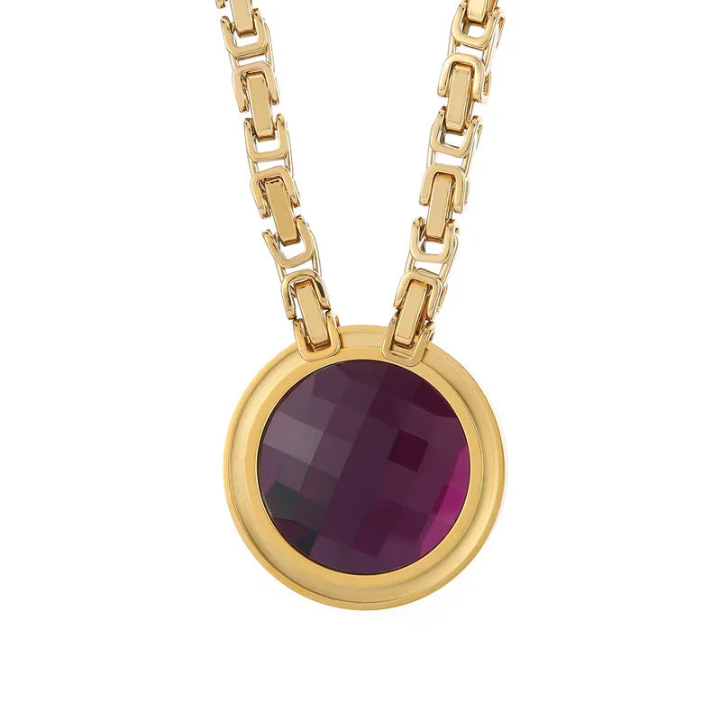 Gold Purple Necklace Kn114100-Z