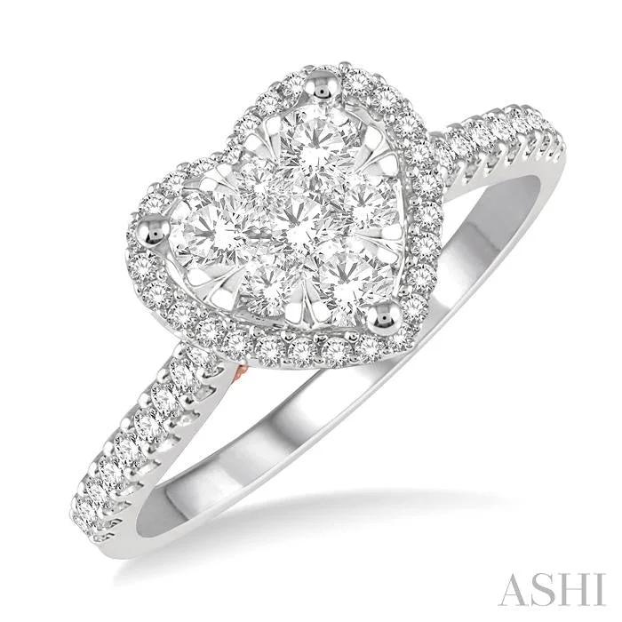 vintage engagement rings for women -HEART SHAPE HALO LOVEBRIGHT ESSENTIAL DIAMOND ENGAGEMENT RING