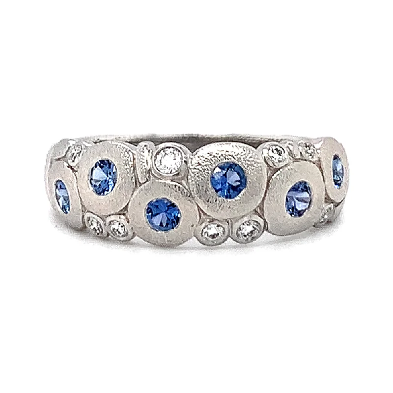 ethical engagement rings for women -Montana Yogo Sapphire & Diamond Platinum Domed Ring - "Candy"