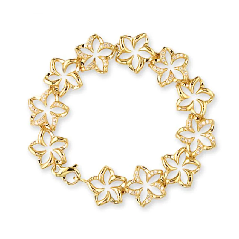 luxe gold bracelets for women -Floating Plumeria Bracelet