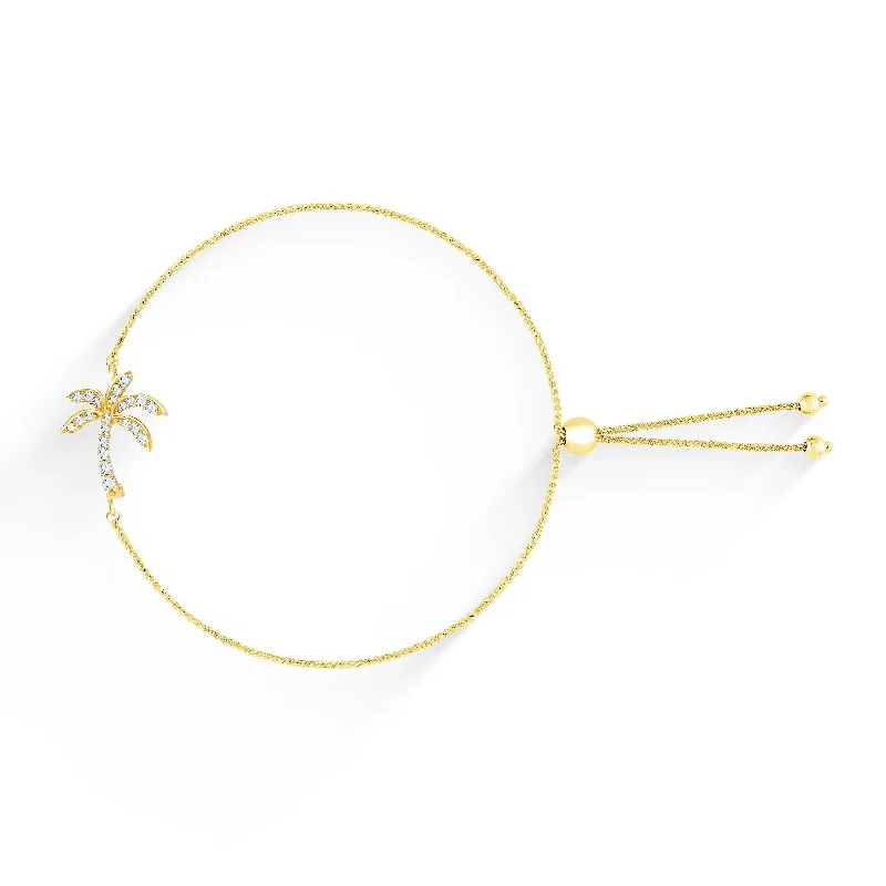 luxury bracelets for women -Palm Tree Adjustable Bolo Bracelet