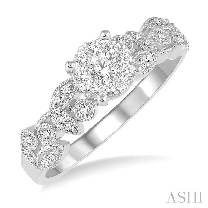 nature-inspired engagement rings for women -ROUND SHAPE LOVEBRIGHT DIAMOND ENGAGEMENT RING