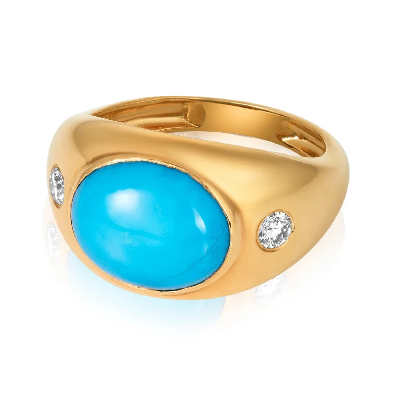 halo sapphire engagement rings for women -Oval Turquoise Diamond Ring in 14k