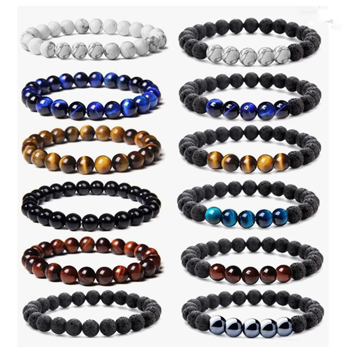 gold-plated bracelets for women -Ethnic Style Geometric Natural Stone Beaded Bracelets