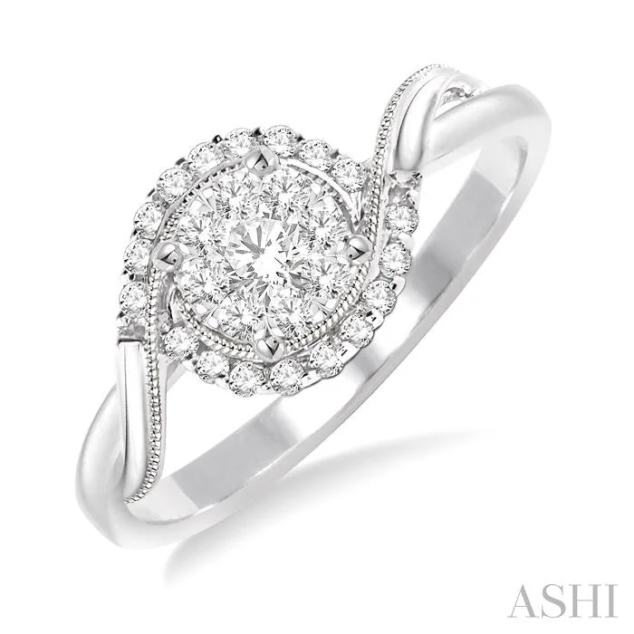 platinum engagement rings for women -ROUND SHAPE HALO LOVEBRIGHT DIAMOND ENGAGEMENT RING