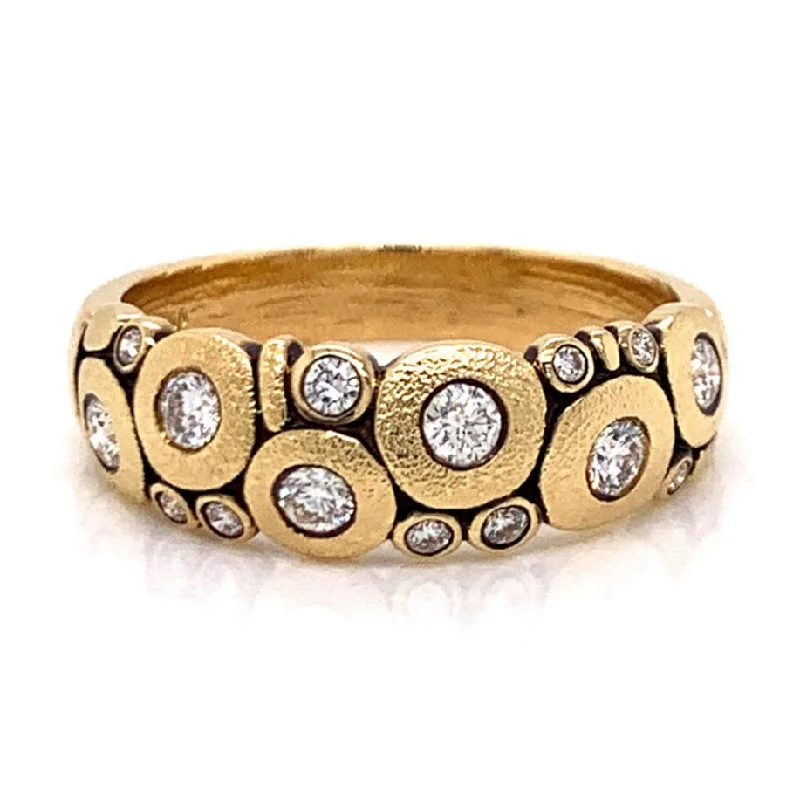 eternity band engagement rings for women -18K Yellow Gold & Diamond Dome Ring - "Candy"