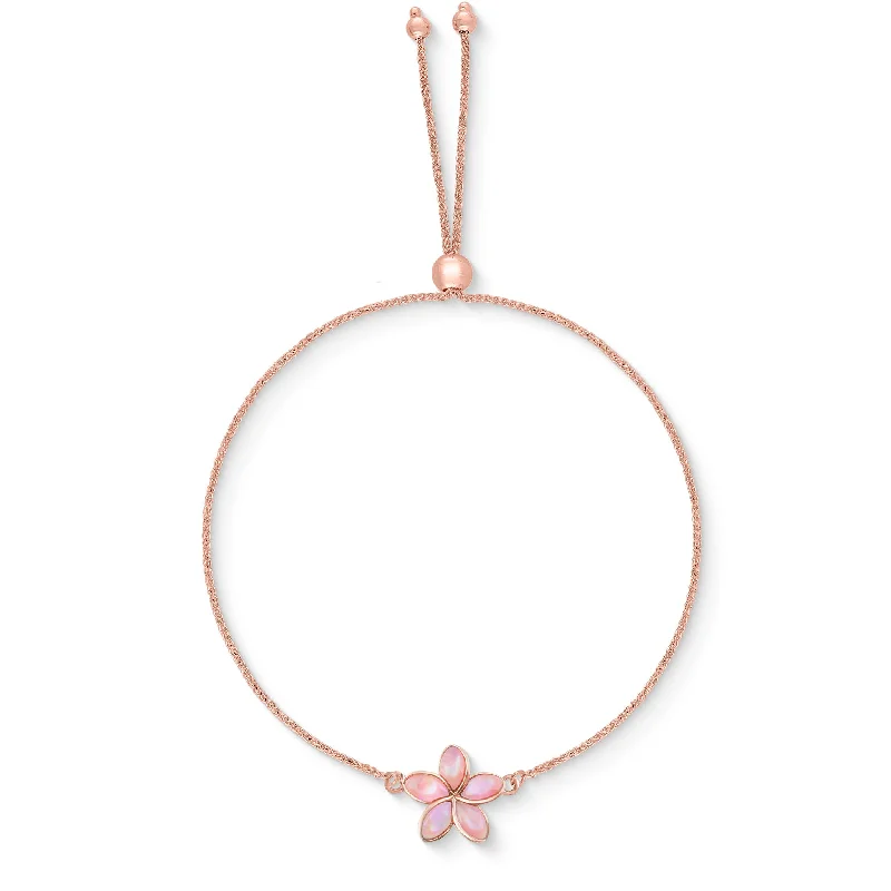 personalized bracelets for women -Plumeria Adjustable Bolo Bracelet