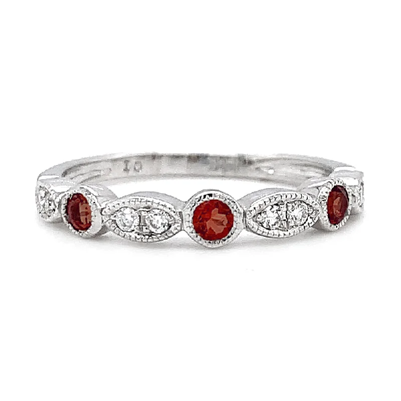 designer engagement rings for women -Garnet & Diamond Stackable Band