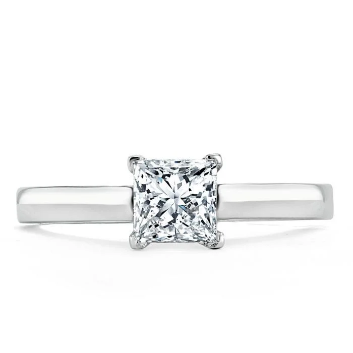 princess cut diamond engagement rings for women -Princess Cut Moissanite Engagement Ring, Classic Style