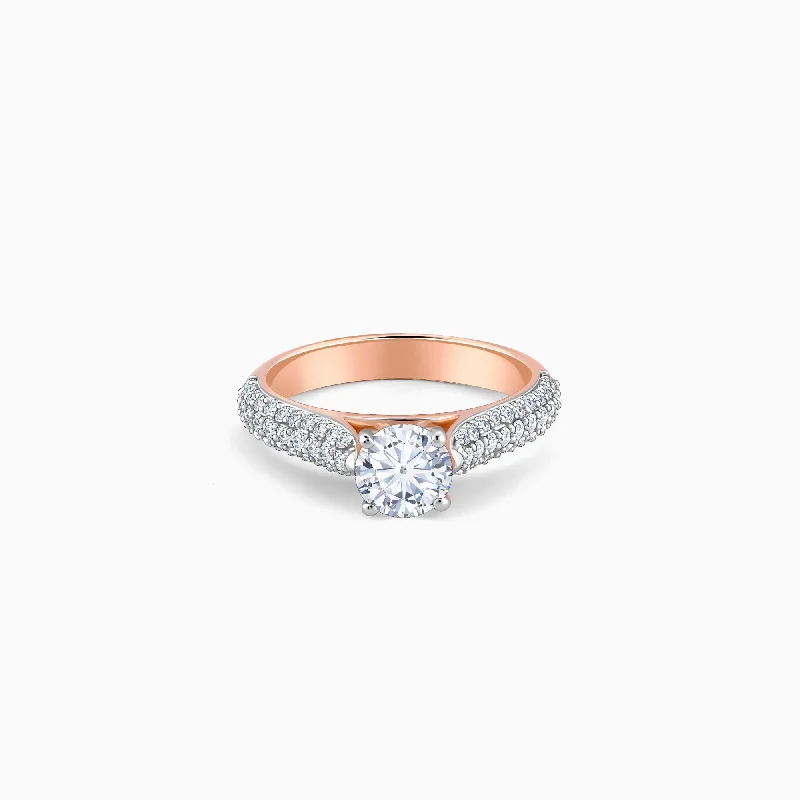 engraved engagement rings for women -Rose Gold Solitaire Meraki Diamond Ring