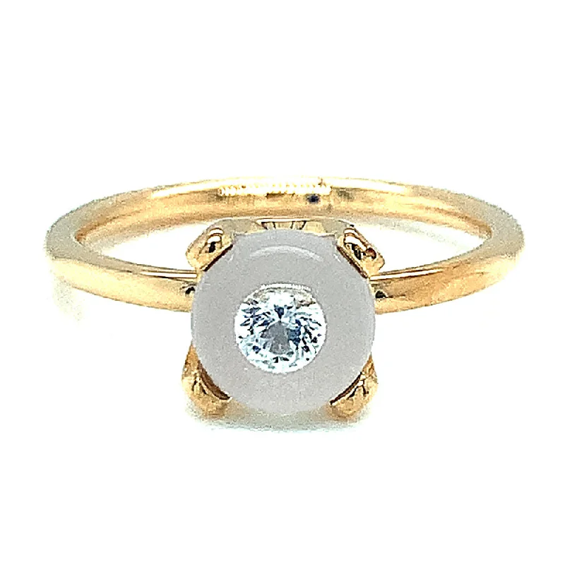 minimalist engagement rings for women -Diamond and Yellow Gold Ring - "Diamond in Glass"