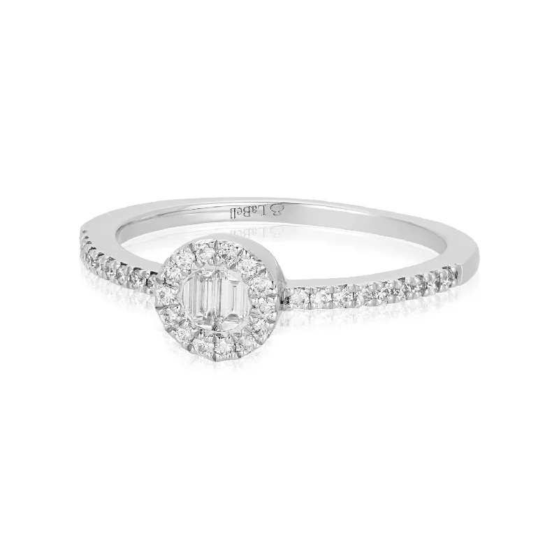 solitaire engagement rings for women -Circle Mirror White Gold Diamond Ring