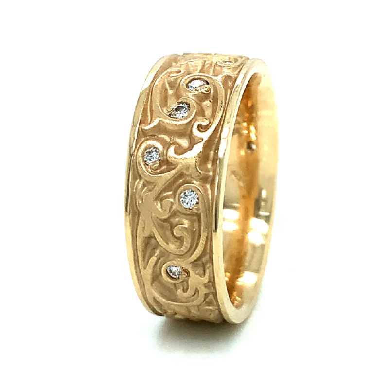 vintage-inspired engagement rings for women -Yellow Gold & Diamond Ring - "Garden Gate"