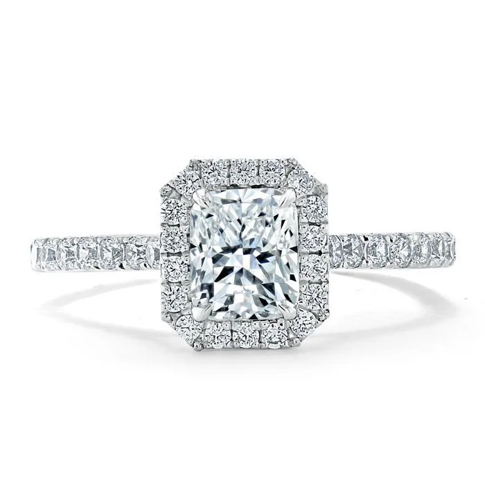 conflict-free diamond engagement rings for women -Radiant Cut Moissanite Halo Engagement Ring, Classic Style