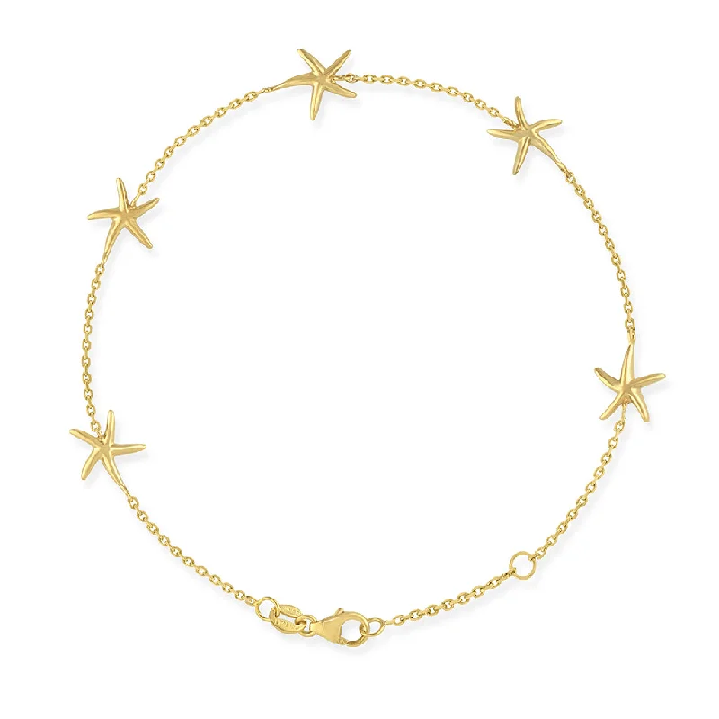 silver bracelets for women -Starfish Linked Bracelet