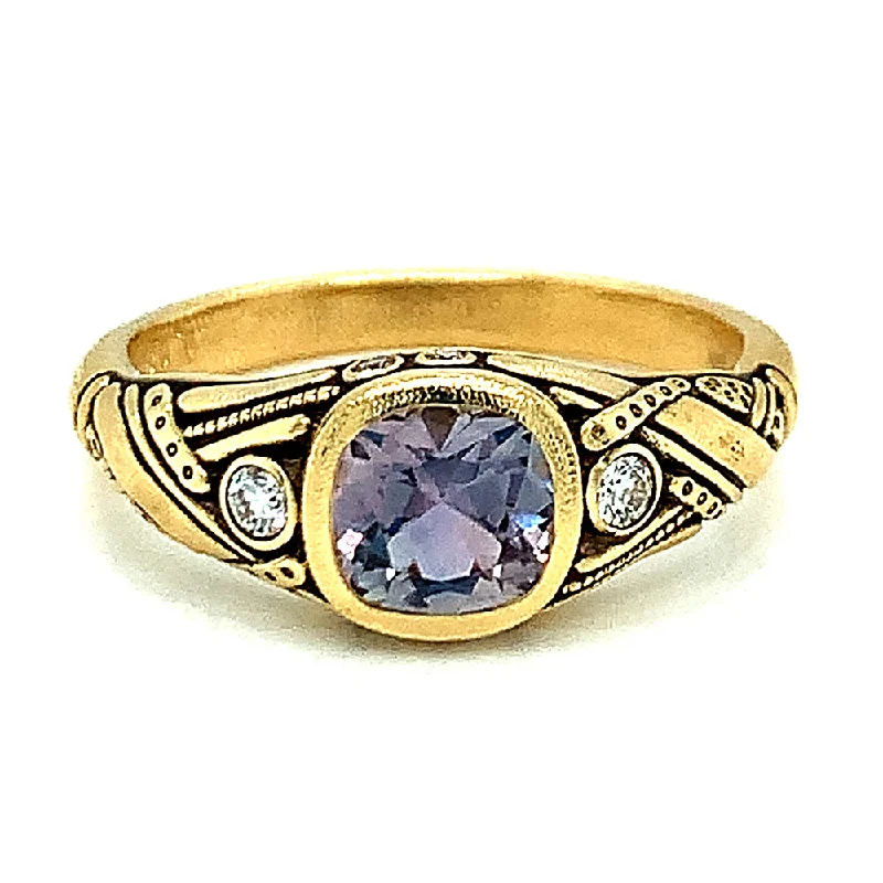 platinum engagement rings for women -Mauve Montana Sapphire & Diamond Ring - "Reed"