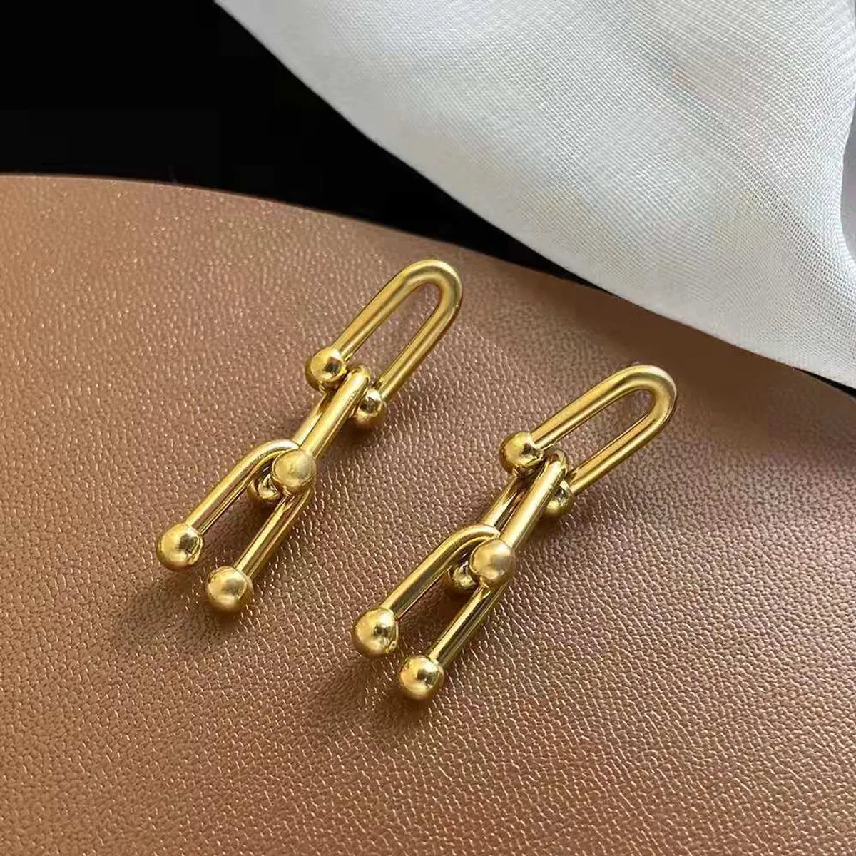 Jyg150 Stud Earrings Gold Horseshoe U-Shaped