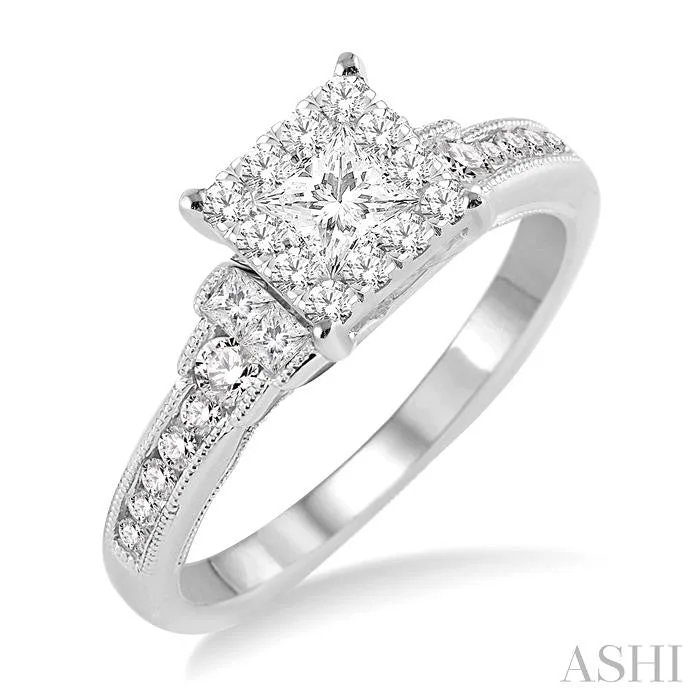 simple engagement rings for women -PRINCESS SHAPE LOVEBRIGHT DIAMOND ENGAGEMENT RING