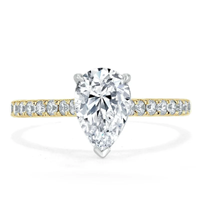 classic engagement rings for women -Pear Cut Moissanite Engagement Ring, Classic Style