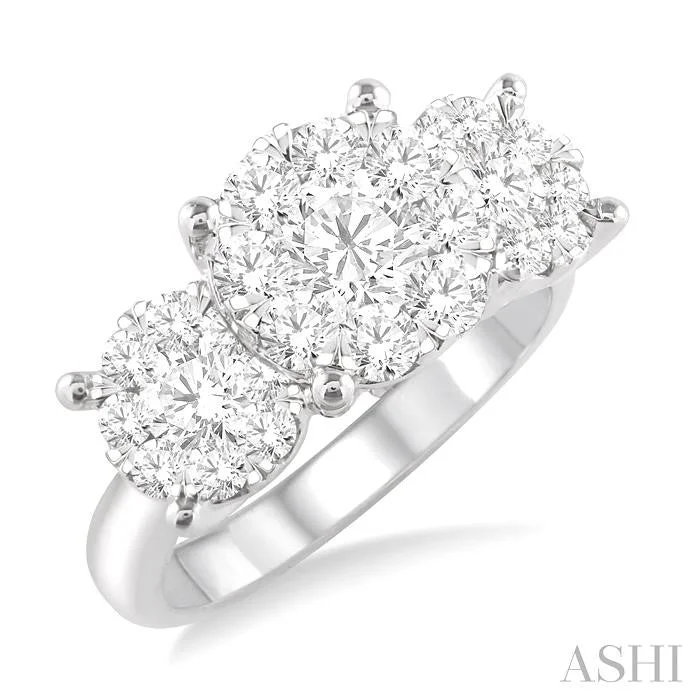 three-stone engagement rings for women -ROUND SHAPE PAST PRESENT & FUTURE LOVEBRIGHT ESSENTIAL DIAMOND ENGAGEMENT RING