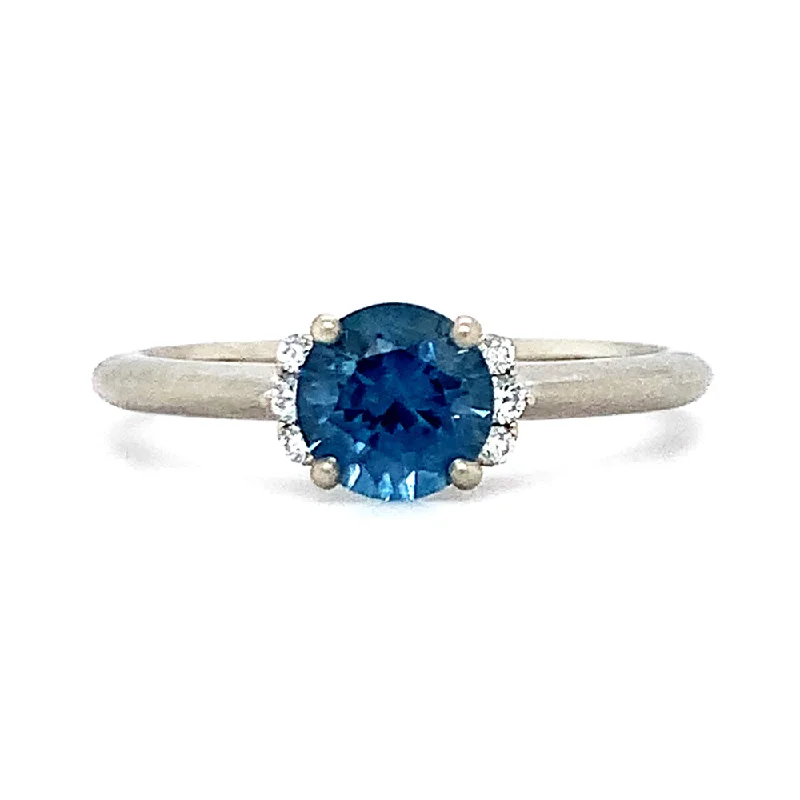 vintage-inspired engagement rings for women -White Gold and Blue Montana Sapphire Engagement Ring - "Livia"