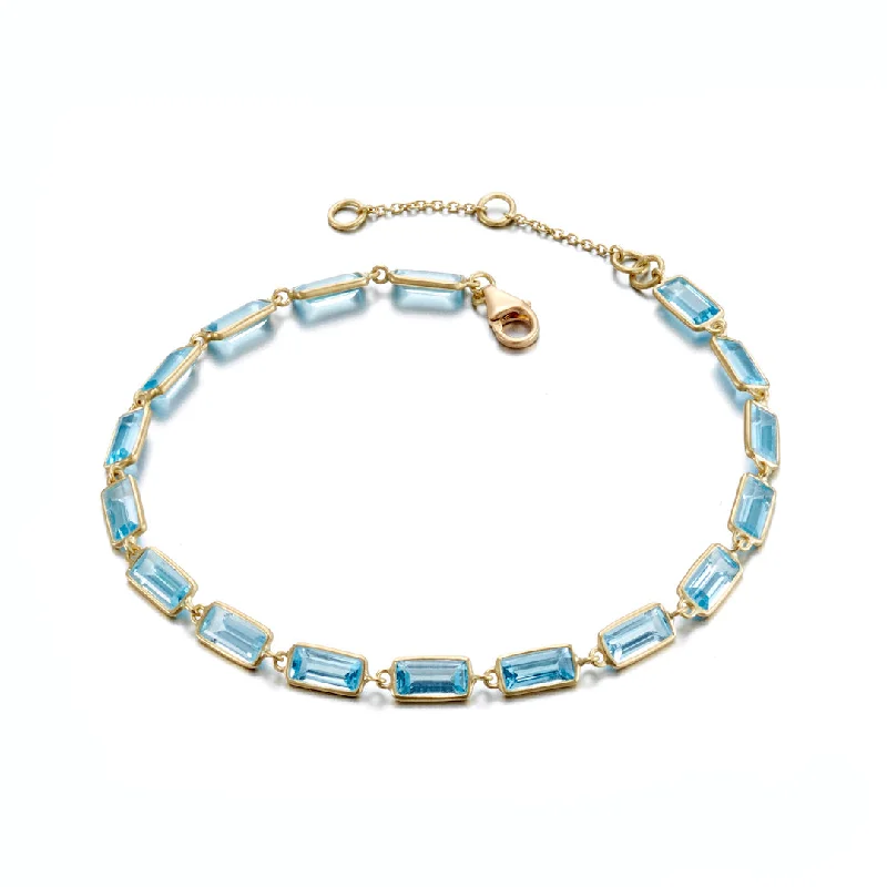 sleek bracelets for women -Swiss Blue Topaz Stiletto Bracelet