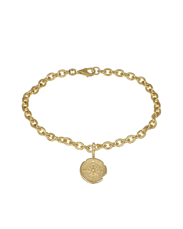 rose gold bracelets for women -Compass Charm bracelet