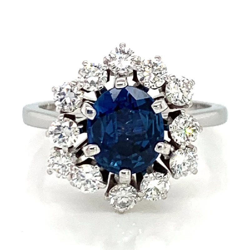 stackable engagement rings for women -Montana Yogo Sapphire & Diamond Estate Ring