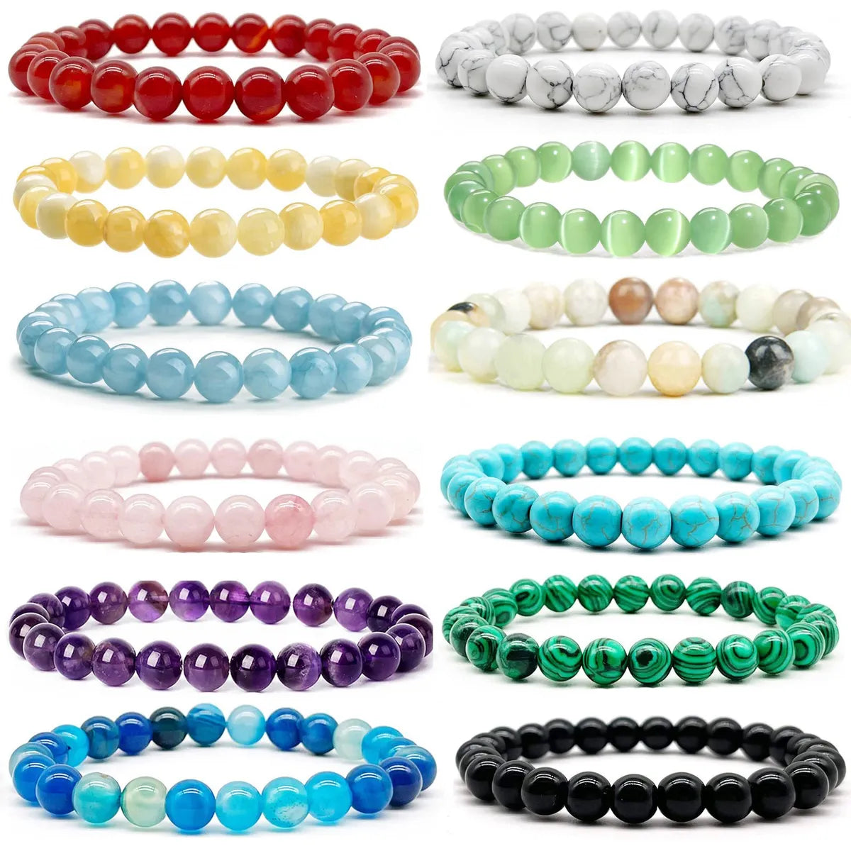 knot bracelets for women -Simple Style Solid Color Natural Stone Beaded Bracelets